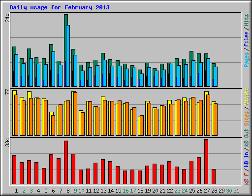 Daily usage for February 2013
