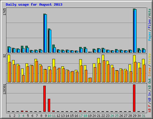 Daily usage for August 2013