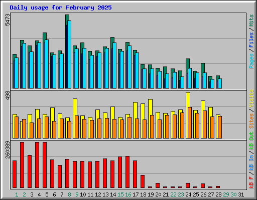 Daily usage for February 2025