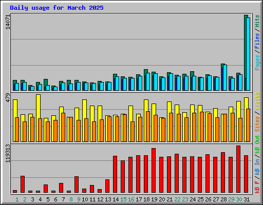 Daily usage for March 2025
