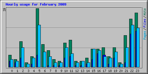 Hourly usage for February 2009