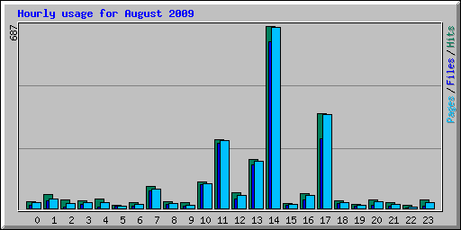 Hourly usage for August 2009